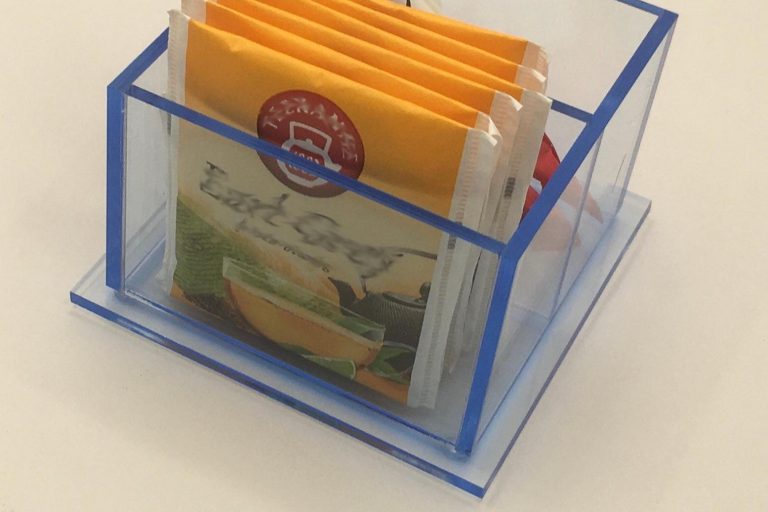 AcrylOptik Teebox Kaffeebox Zuckerdose Aufbewahrungsbox aus Acrylglas. Farbe: blau